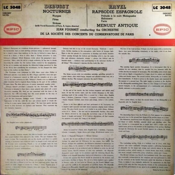 Vintage Debussy Nocturnes Ravel Rapsodie Espagnol Fournet Arnold Epic LC 3048 - Picture 2 of 2